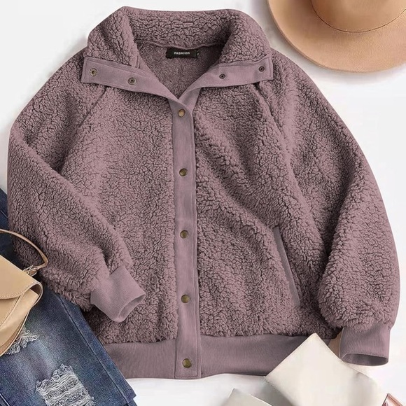 Merokeety Winter Long Sleeve Sherpa Jacket Coat - Picture 7 of 7